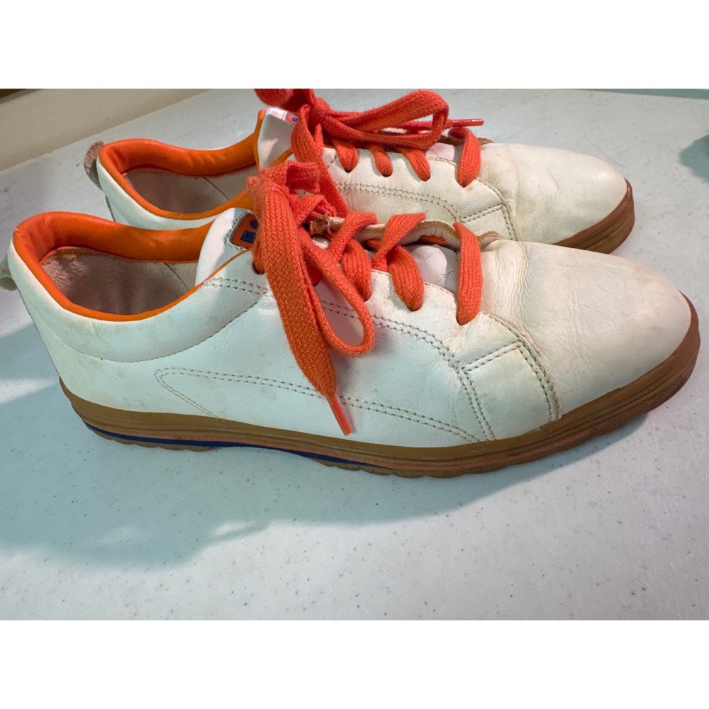 Reebok Boks Vintage White Orange Leather Low Top Sneakers Womens Size 7.5 KT